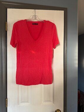 Women Shop Basic Size M Pink Solid Short Sleeve Top EUC